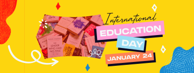 Quirky Cute Education Day Facebook cover Image Preview