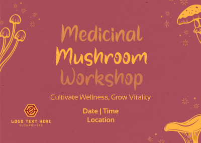 Monoline Mushroom Workshop Postcard Image Preview