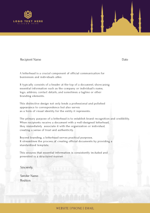 Holy Mosque Letterhead Image Preview