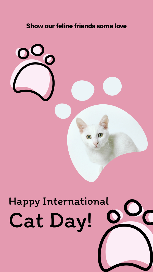 Pink International Cat Day Instagram Story Design Image Preview