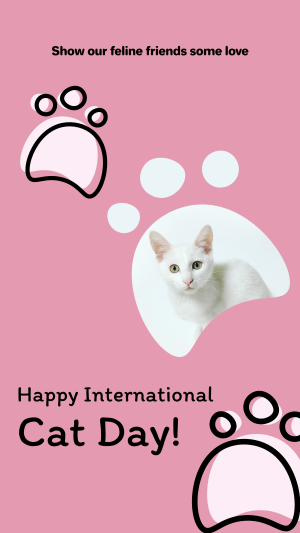 Pink International Cat Day Instagram story Image Preview