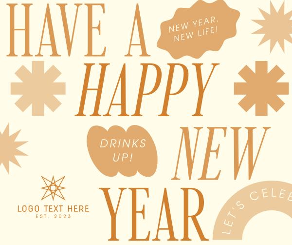 Quirky New Year Greeting Facebook Post Design