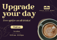 Free Upgrade Upsize Coffee Postcard Design