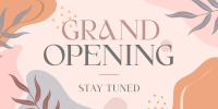 Elegant Leaves Grand Opening Twitter Post Design