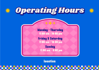 Retro Operating Hours  Postcard Design