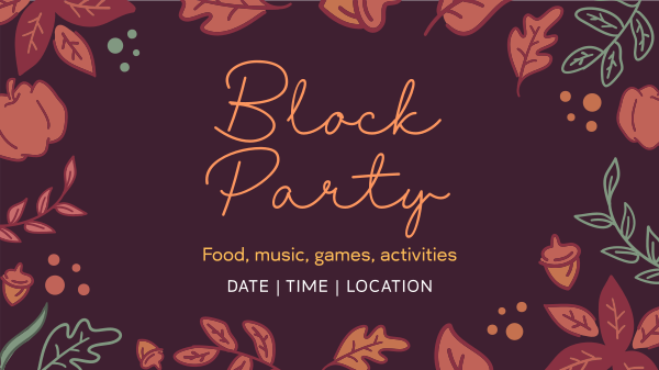 Autumn Block Party Facebook Event Cover Design Image Preview