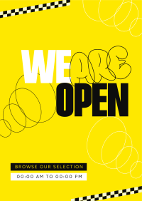 Modern Abstract We're Open Poster Design