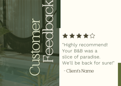Tropical Hotel Feedback Postcard Image Preview