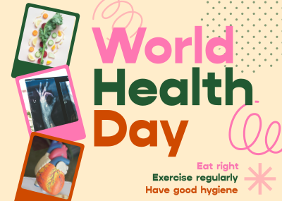 Retro World Health Day Postcard Image Preview