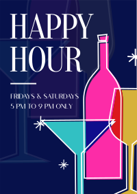 Retro Happy Hour Poster Image Preview