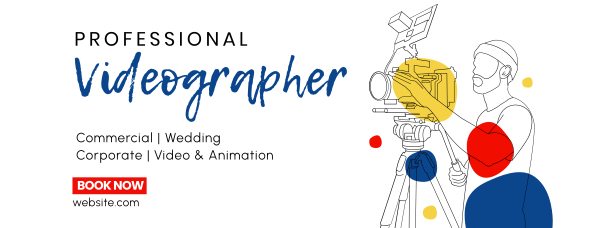 Videographer Lineart Facebook Cover Design Image Preview