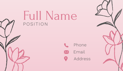 Floral Brush Outline Business Card Image Preview