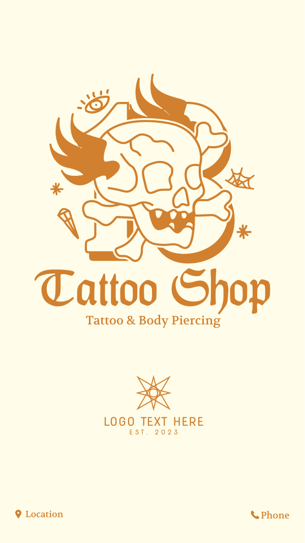 Traditional Skull Tattoo Instagram Story Design Image Preview