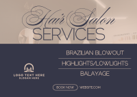 Minimalist Hair Salon Services Postcard Design