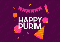 Purim Jewish Festival Postcard Design