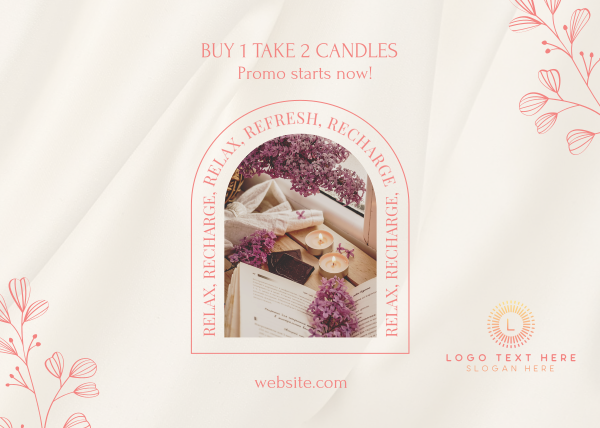 Buy 1 Take 2 Candles Postcard Design Image Preview