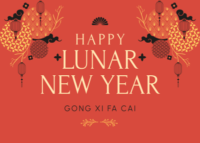 Beautiful Ornamental Lunar New Year Postcard Image Preview