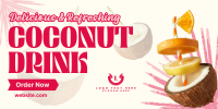 Refreshing Coconut Drink Twitter Post Design