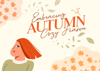 Cozy Autumn Season Postcard Design