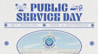 Retro Minimalist Public Service Day Facebook event cover Image Preview