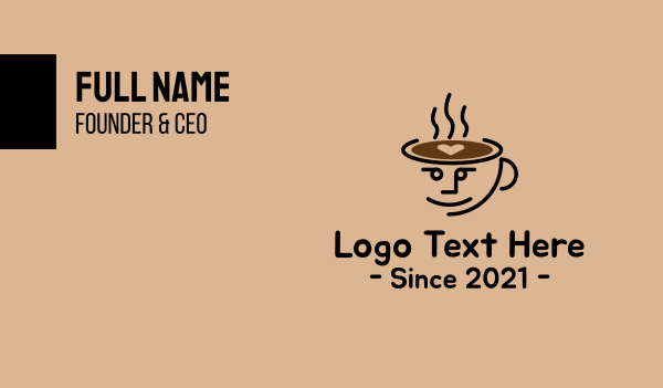 Cute Coffee Cup Face Business Card Design Image Preview