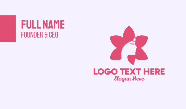 Pink Flower Face Business Card Design Image Preview