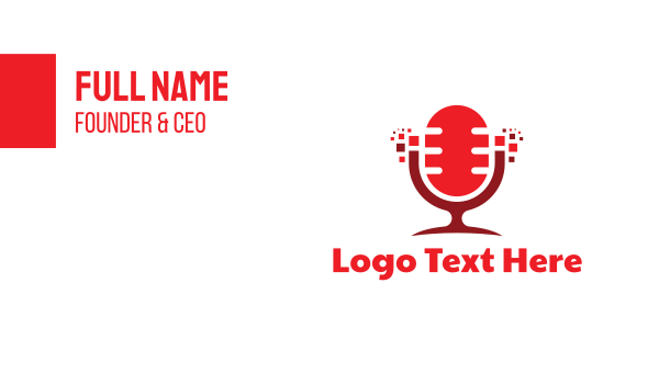 Red Digital Pixel Podcast Mic Business Card Design Image Preview