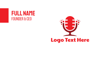 Red Digital Pixel Podcast Mic Business Card