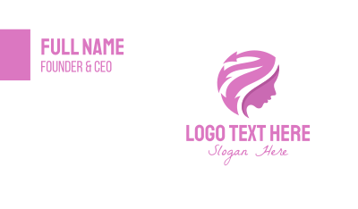 Pink Feminine Profile Business Card