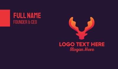 Red Orange Moose Antlers Business Card Image Preview