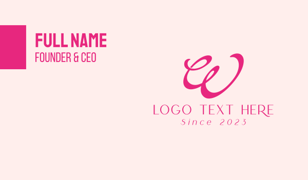 Pink Wellness Letter W Business Card Design Image Preview