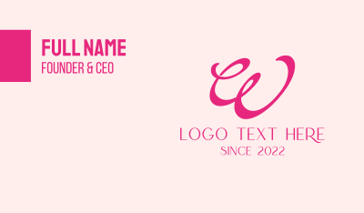 Pink Wellness Letter W Business Card