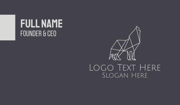 Geometric Minimalist Grey Wolf Business Card Design Image Preview