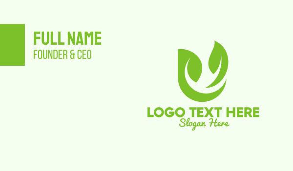 Green Herbal Letter U Business Card Design