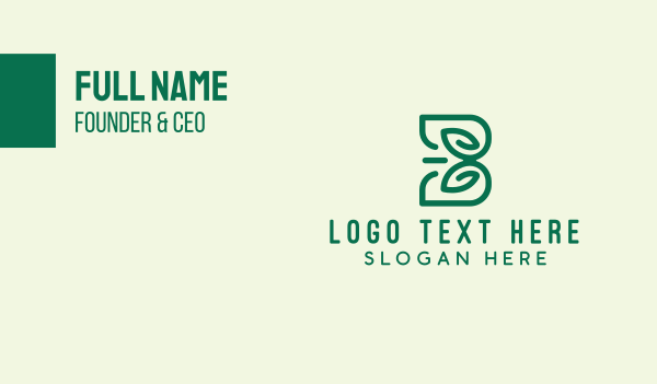 Green Leaf Letter B Business Card Design Image Preview