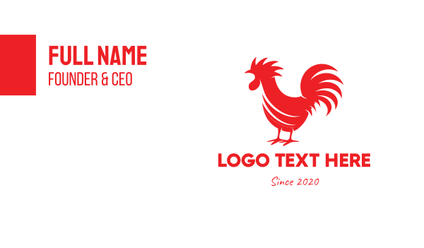 Red Rooster Silhouette Business Card Design