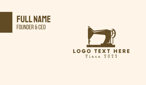 Brown Grunge Sewing Machine Business Card Design Image Preview
