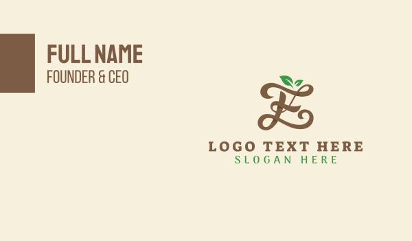 Brown Organic Letter E Business Card Design Image Preview