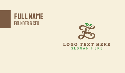 Brown Organic Letter E Business Card Image Preview