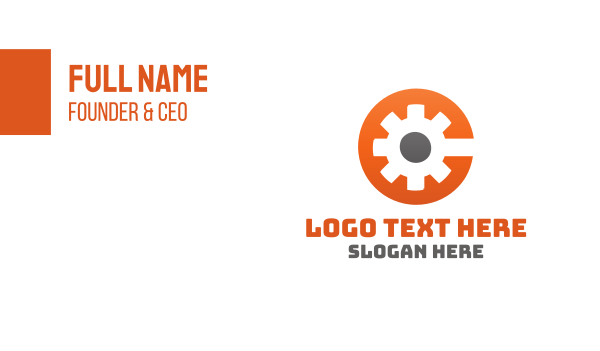Orange Mechanical Engine Business Card Design Image Preview