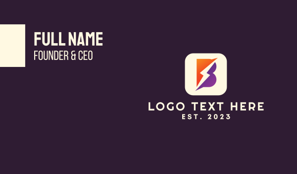 Lightning Letter B App Business Card Design Image Preview