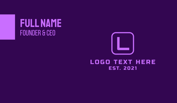 Purple Gaming Lettermark Business Card Design Image Preview