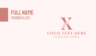 Elegant Leaves Letter X Business Card Image Preview