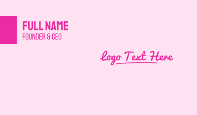 Pink Script Wordmark Business Card