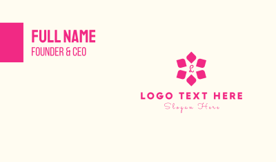 Pink Star Flower Lettermark Business Card Image Preview