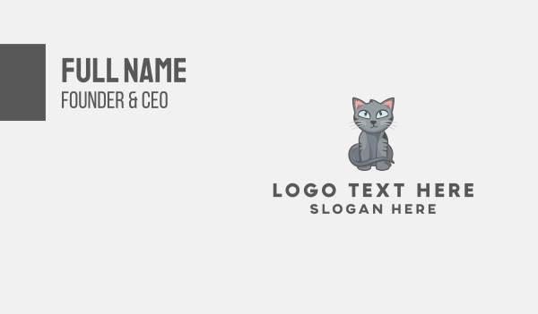 Cute Gray Cat Business Card Design Image Preview