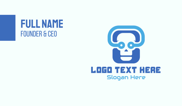 Blue Tech Skull  Business Card Design Image Preview