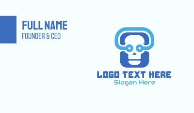 Blue Tech Skull  Business Card Image Preview