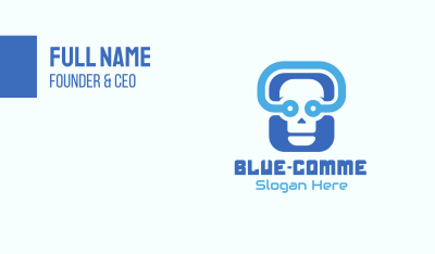 Blue Tech Skull  Business Card Image Preview