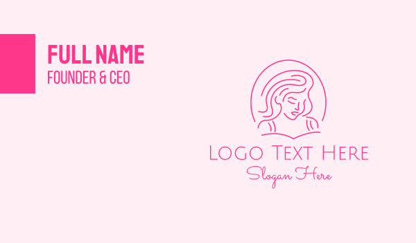 Pink Minimalist Lady Business Card Design Image Preview